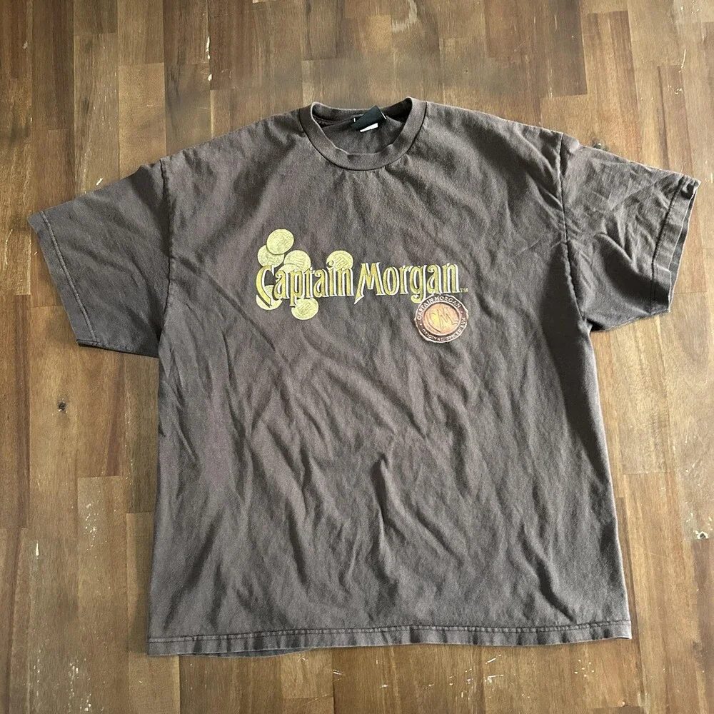 Vintage Captain Morgan Shirt Mens XXL Brown Rum Promo Tee Find Your Treasure